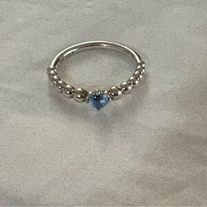 Pandora Silver Ring with Blue Heart Accent